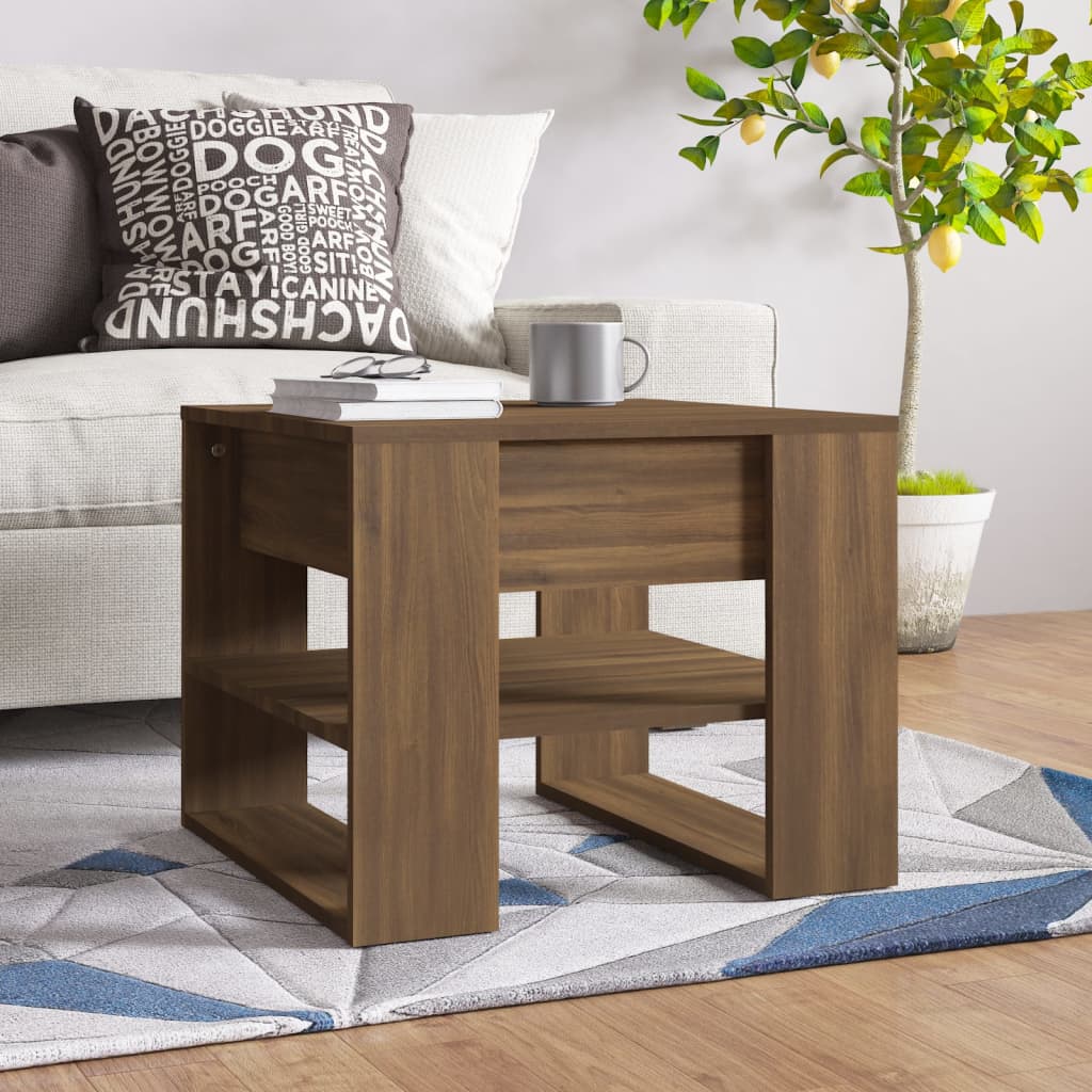 vidaXL Table Basse Chêne Brun 55,5x55x45 cm Bois d'Ingénierie