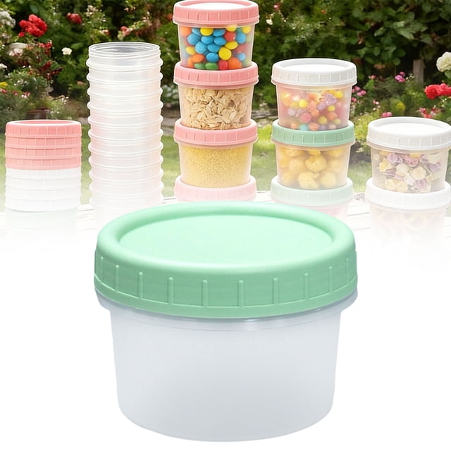 XIPYYKM 1 Pack-4 OZ Freezer Storage Container, Small Plastic Container with Twist Top Lid, Round Food Storage Container, Reusable Soup Container Microwave/Dishwasher Safe