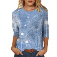 thumbnail image 1 of Pisexur Blouse Grande Taille Manches 3/4 pour Femmes Mode Décontractée Col Rond Imprimé Vintage T-Shirts Chemises Amples Tunique, 1 of 4