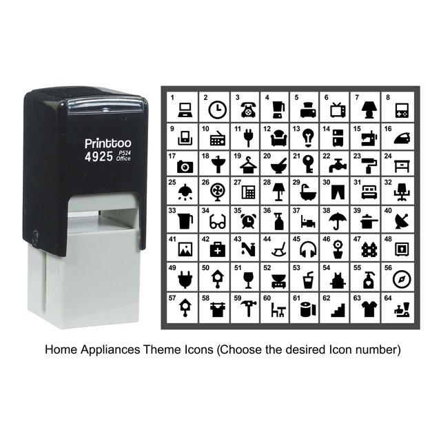 Printtoo Personalized Home Appliances Theme Icons Rubber Stamp Self Inking Stamper 24 mm-Violet