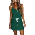 thumbnail image 2 of drppepioner Robe d'Été Femme Grande Taille Liquidation Femme Décontractée Mode d'Été Taille Poche Camis Sans Manches Robe à Col en V, 2 of 4