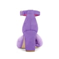 thumbnail image 2 of BLISSFUL STEP Women's Faux Fur Ankle Strap Block Heel Open Toe Sandals Purple 7, 2 of 7