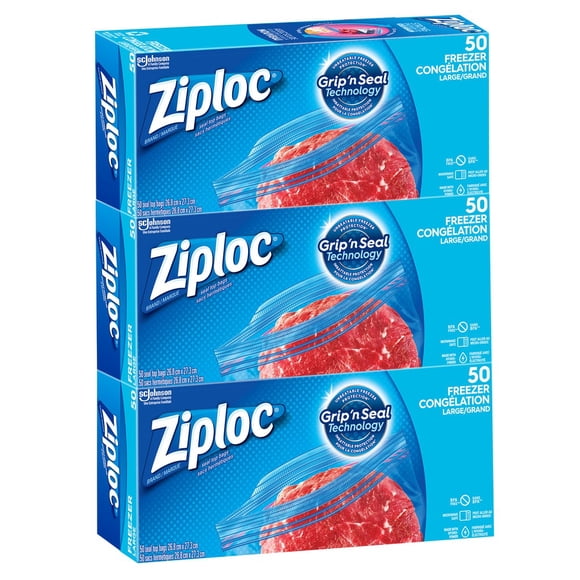 Ziploc Easy-open Large Freezer Bags 3 packs of 50
