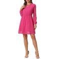 thumbnail image 2 of INSPIRE CHIC Robe pour Femme Dorure Étoile Col en V Manches Longues Robe de Soirée Évasée Ligne A TP Rose Vif, 2 of 6