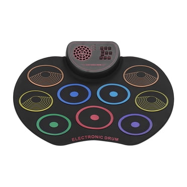 Portable Electronic Drum Set USB Roll Up Drum Pad Kit 9 Drumpads Built-in Speaker with Sticks and Foot Pedals Digital Percussion Instruments