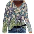 thumbnail image 1 of IROINID Chemises à Manches Longues Col en V pour Femmes Grande Taille Décontracté Ample Imprimé Blouse, Vert, 1 of 5