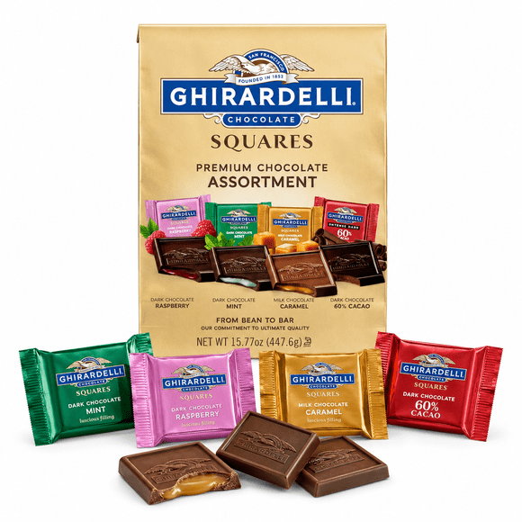 GHIRARDELLI Individually Wrapped Premium Chocolate Assortment SQUARES, 447g Bag