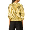 thumbnail image 3 of INSPIRE CHIC Women's Jacket Shiny Long Sleeve Lightweight Zipper Hooded Metallic Jacket S Gold, 3 of 8