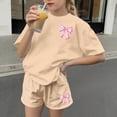 thumbnail image 3 of Robe d'Été avec Manches Manches Courtes Haut et Shorts Ensemble Deux Pièces pour Enfants Mignon Loisirs d'Été Col Rond, 3 of 6