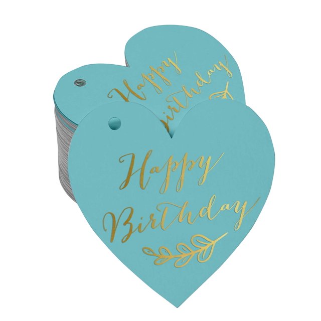 Inkdotpot Pack Of 100 Happy Birthday Favor Paper Tags Craft Real Gold Foil Hang Tags