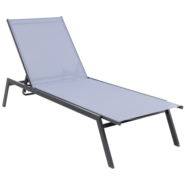 Topbuy Patio Chaise Lounge Chair Outdoor Recliner w/ 6-Level Adjustable Backrest Breathable & Quick-Drying Fabric