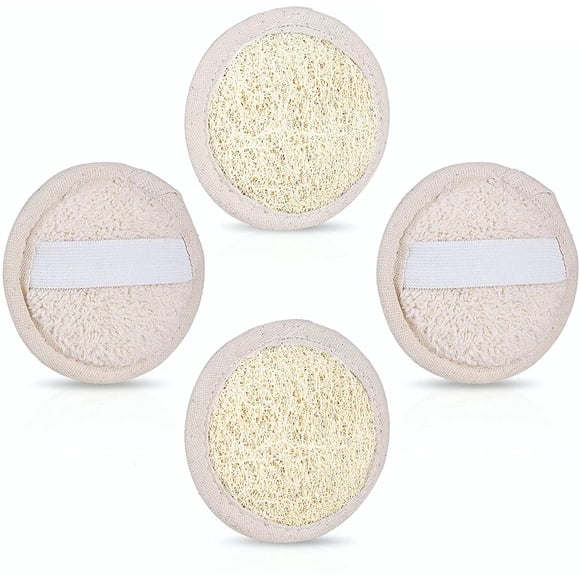 4Pcs Face Exfoliating Pad,Natural Loofah Sponge,Face Exfoliator Scrubber,Facial Sponges,Exfoliating Loofah Sponge Pads Massager for Cleaning Face Body Dark Neck