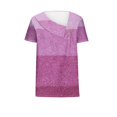 thumbnail image 4 of FAIWAD Women Summer Tops Short Sleeve Irregular V Neck Button T-Shirts Geometric Color Block Print Tees Blouses, 4 of 5