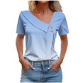 thumbnail image 1 of Blouses pour Femmes Col en V Décontracté Manches Courtes Printemps et Été, 1 of 1