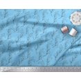 thumbnail image 2 of Soimoi Blue Rayon Fabric Pear Leaves Print Sewing Fabric Yard 42 Inch Wide, 2 of 3