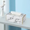 thumbnail image 5 of ORUYROP Leather Tissue Box Holder-Waterproof Rectangular Tissue Box Cover Vintage Napkin Paper Holder for Home,Office&Car Decor (White Marble with Golden Rim), 5 of 5