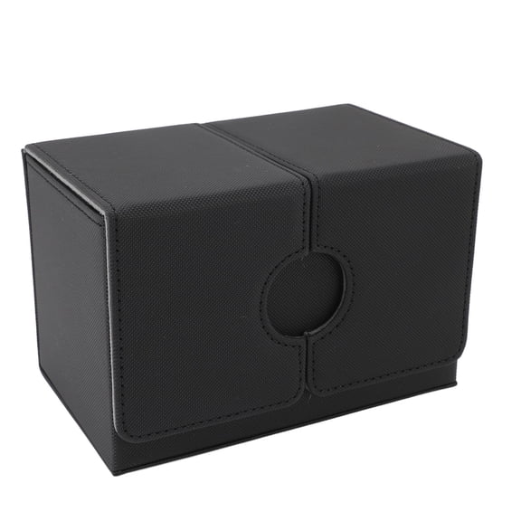 Magnetic Card Deck Box, Versatile Removable Tray Design PU Leather Construction Card Storage Organizer for CCG Collectible CardsBlack Gray 200 Cards