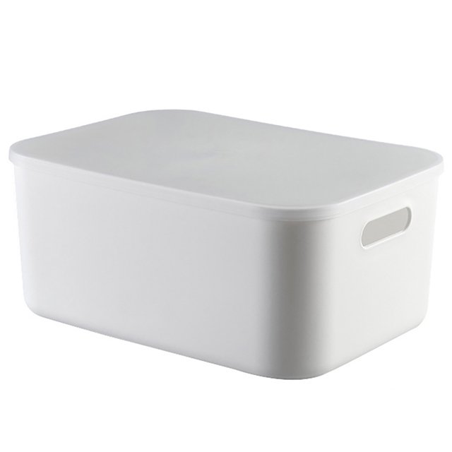 Bangcool Bac de Rangement de Bureau en Plastique Simple Panier Organisateur Contenant de Rangement avec Couvercle