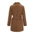 thumbnail image 4 of WEIYLL Womens Fleece Jackets Double Long Sleeve Belt Dress Solid Color Mid Length Khaki Fall Coats Size M, 4 of 5