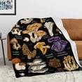 thumbnail image 1 of Couverture à Champignons en Molleton de Flanelle Douce, Jeté Botanique en Peluche pour Lit et Canapé, Couverture Décorative pour la Maison à Champignons, Couverture avec Tableau de Référence Illustratif, Toutes Saisons 60"x50 Pouces, 1 of 6