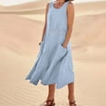 thumbnail image 2 of Timegard Robes d'Été pour Femmes Col Rond Ajusté Sans Manches Léger Décontracté Ample Robe avec Poches, 2 of 6