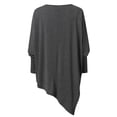 thumbnail image 4 of CEHVOM Femmes Décontracté Grande Taille Col Rond Uni Manches Longues Chandail Irrégulier Ample Imprimé Chandail à Enfiler Hauts Blouse, 4 of 7