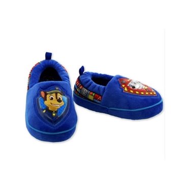 Paw Patrol Chase Marshall Toddler Boys Plush Aline Slippers (9-10 M US Toddler, Blue/Red)