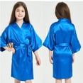 thumbnail image 3 of MIASHUI Peignoirs de Pyjama pour Enfants Garçons Filles en Soie Satinée à Capuche, Bleu, 8-9 Ans, 3 of 7