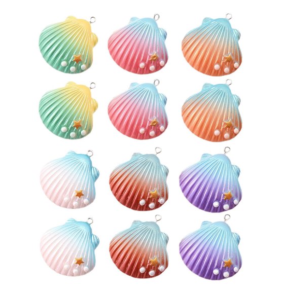 Miangastore Fabrication de Bijoux DIY Pendentifs en Forme de Coquille en Résine 30 Pcs 1.4x1.4x1.5In