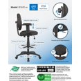 thumbnail image 4 of Boss Office Adjustable Arm Fabric Upholstered Drafting Stool in Black, 4 of 9