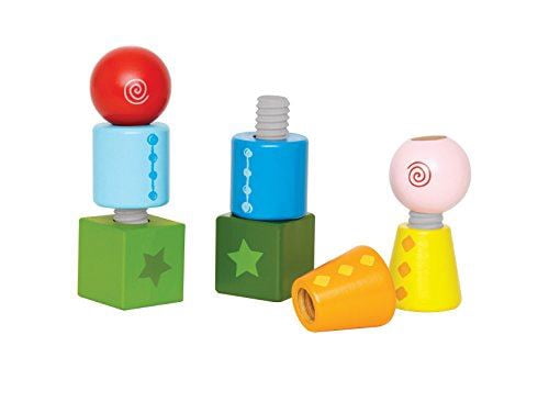 Hape 8 Piece Twist and Turnables Wooden Building Block Set, Ages 2 and Up