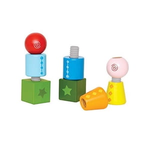 Hape 8 Piece Twist and Turnables Wooden Building Block Set, Ages 2 and Up