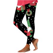 Winter Saving! HVOBTTY Women's Casual Long Leggings, Womens Christmas Fashion Printed Leggings Yoga Casual Pants Leggings Multicolor, XXXL