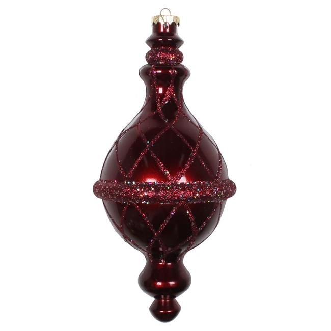 Vickerman MT198865D 10 in. Burgundy Candy Glitter Net Drop Ornament