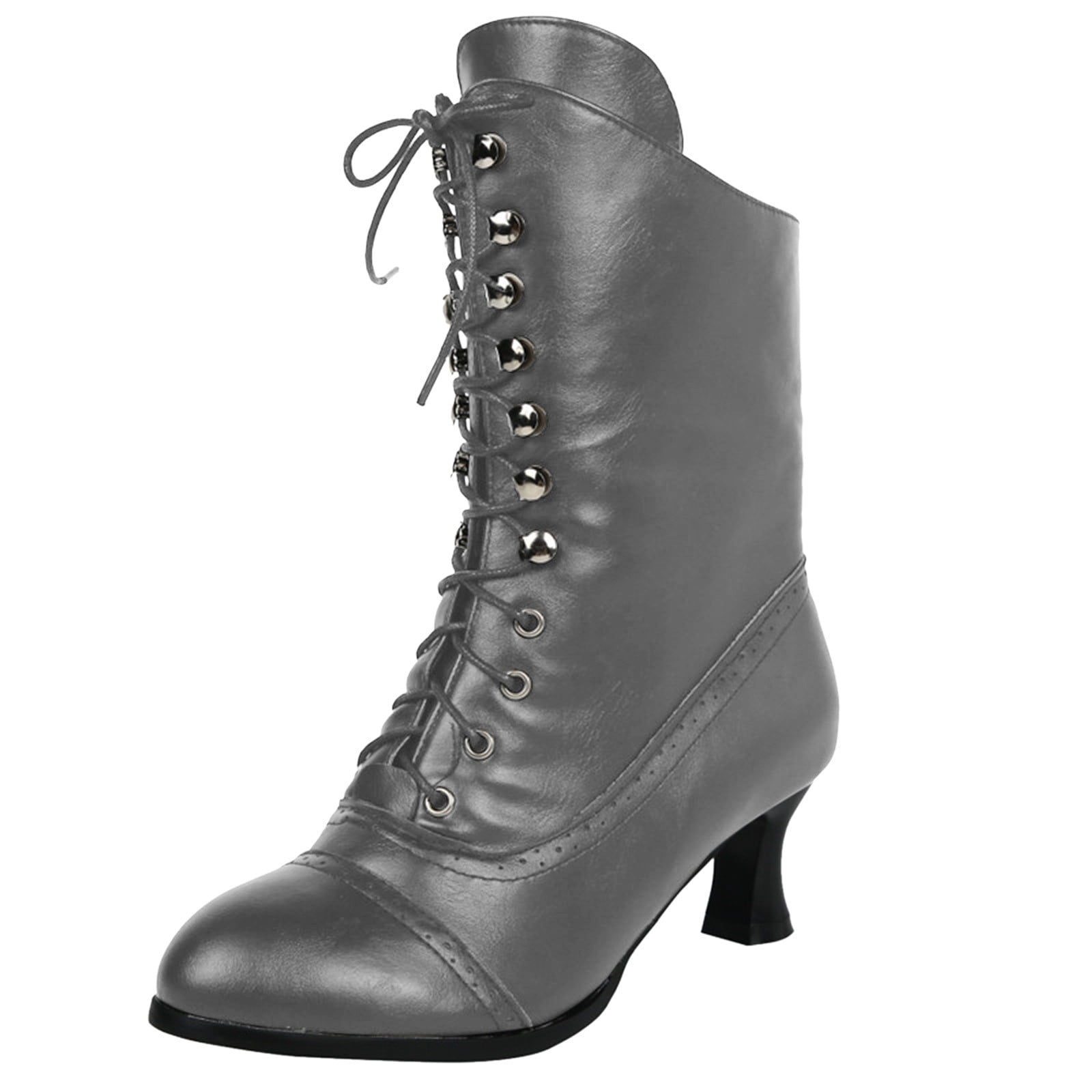 Kcodviy Bottes Hautes Vintage Imprimées Femmes Mi Chaussures Femmes Bottes Talons Femmes Mi Femmes à Empiècements Bottes Femmes