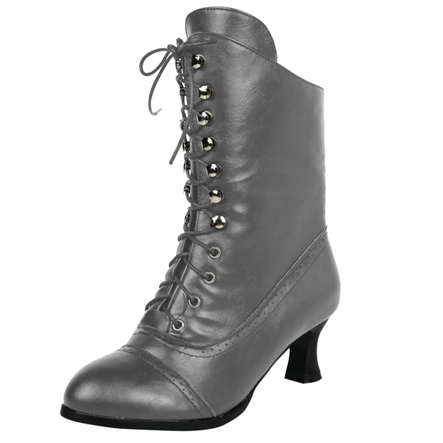 Kcodviy Bottes Hautes Vintage Imprimées Femmes Mi Chaussures Femmes Bottes Talons Femmes Mi Femmes à Empiècements Bottes Femmes