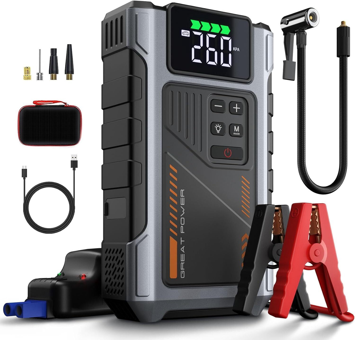 Car Jump Starter with Air Compressor,4000A Peak Jumper Box for Car Battery Portable Booster Jump Pack,12V Jumpstart Combo 150PSI Tire Inflator Air Pump(up to 8.0L Gas/6.5L Diesel)