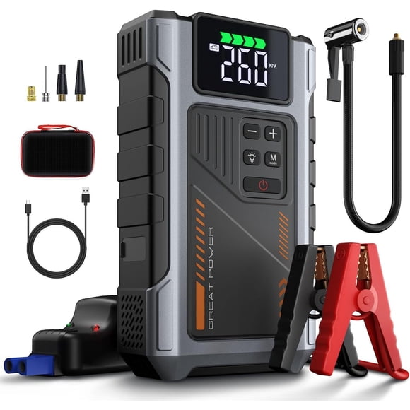 Car Jump Starter with Air Compressor,4000A Peak Jumper Box for Car Battery Portable Booster Jump Pack,12V Jumpstart Combo 150PSI Tire Inflator Air Pump(up to 8.0L Gas/6.5L Diesel)