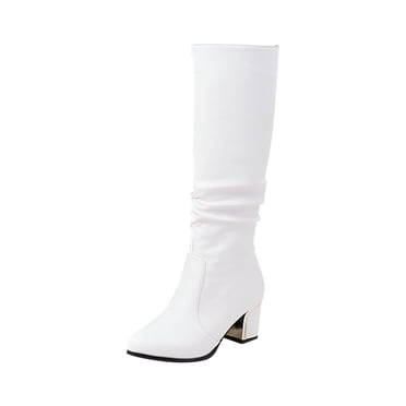 jovati Women Shoes High Heel Casual Winter Fashion Solid Color Pointed Side Zip Knee High Boots