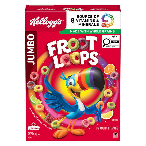 Kellogg's Froot Loops Cereal, Jumbo Size, 825g