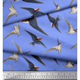 thumbnail image 3 of Soimoi Blue polyester Crepe Fabric Flying Woodpecker Bird Print Fabric by the Yard 52 Inch Wide, 3 of 3