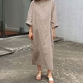 thumbnail image 2 of TopLLC Robe d'Été pour Femmes Robe en Coton et Lin Col Ras du Cou Manches Courtes T-Shirts Basiques Unis Robes Maxi Décontractées avec Poche Robe Grande Taille, 2 of 9