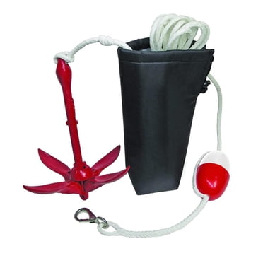 Blue Dog Marine Kit d'ancrage PWC de 3,5 LB, corde d'ancrage à grappin de 25 pieds, kit d'ancrage pliable portable pour kayak, canoë, SUP, gonflables ou petits bateaux