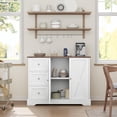 thumbnail image 3 of Buffet Cabinet with Storage Drawers and Doors, Farmhouse Coffee Bar Cabinet with Adjustable Shelf for Kitchen, Living Room, White, 3 of 7