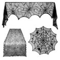 thumbnail image 2 of HOARBOEG Halloween Spiderweb Tablecloth Black Lace Bats Spider Party Table Decor Curtain, 2 of 9