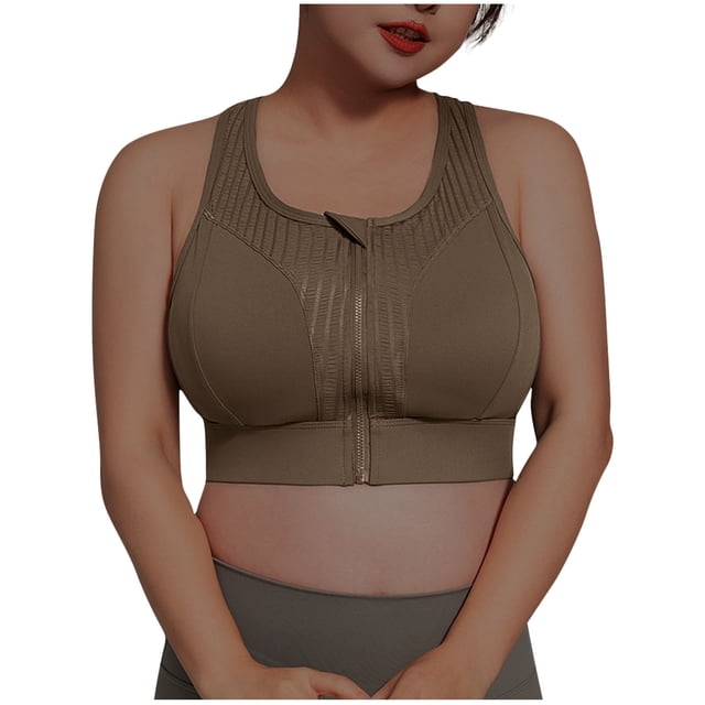 Timegard Sports for Women Plus Size High Impact Front Zipper Full-Coverage Racerback Breathable Bras