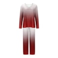 thumbnail image 4 of Timegard Ensembles de Pyjamas pour Femmes 2 Pcs Confortables Couleur Dégradée Manches Longues Col en V Haut et Pantalon Tenues de Pjs, 4 of 5