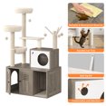 thumbnail image 4 of BeesClover Multi-Level Cat Tree Tower with Cat Scratching Posts,Litter Box Enclosure, Cat Houses & Condos,Hanging Cat Toys,Washable Removable Cushion for Kittens & Adult Cat, Easy to Assemble, 4 of 8
