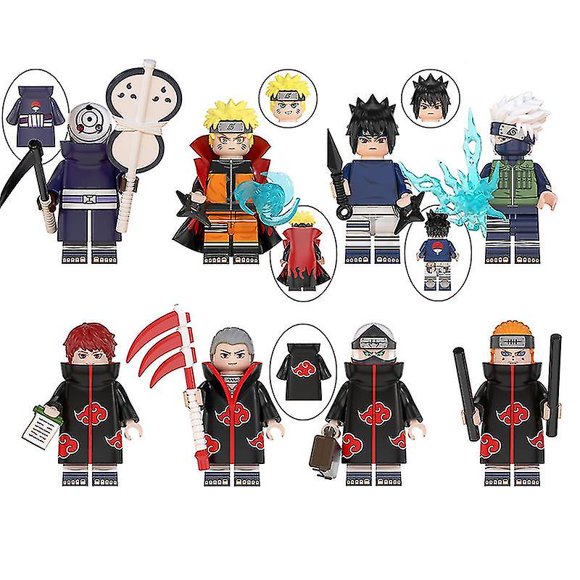 2023-naruto Brick Toys Set Of 8 Cartoon Action Figures Minifigure Building Blocks Toy