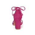 thumbnail image 4 of BLISSFUL STEP Sandales pour Femmes Unies d'Été à Talons Blocs à Lacets Rose Vif 9, 4 of 8